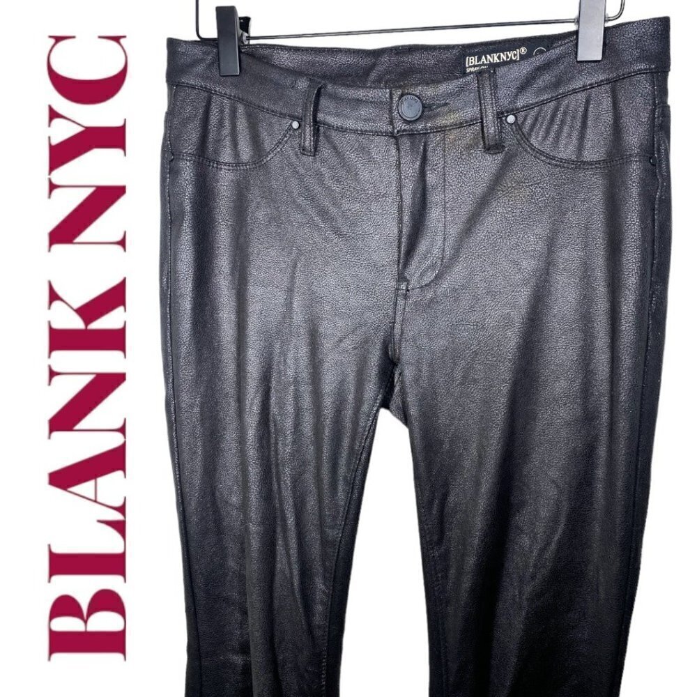 BLANK NYC Spray On Black Metallic Super Skinny Stretchy Ankle Pants, Size 27 - Picture 3 of 15